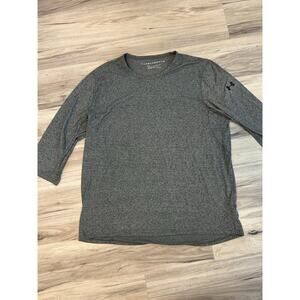 Under Armour Shirt Men 3XL Gray Threadborne HeatGear Fitted 3/4 Sleeve